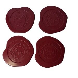 MAKER'S MARK S IV Bar Coaster Set  of Four Red Silicon Whiskey Drinks Cocktails